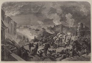 Destrucción de las fábricas europeas en Cantón de Gustave Dore